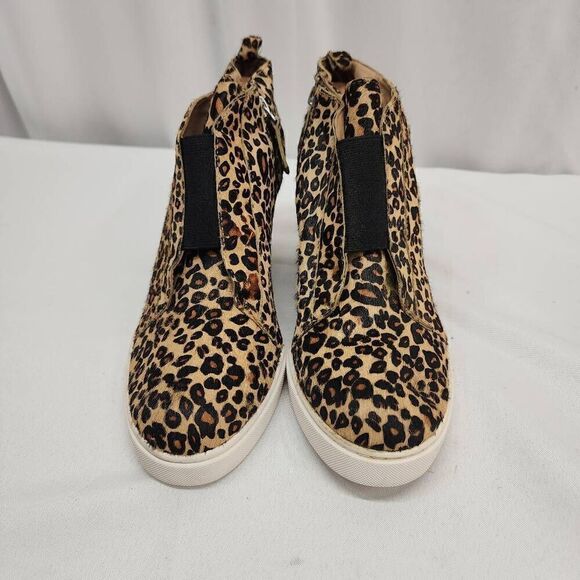 Linea Paolo Size 9 Felicia lll Leopard Zip-Up Leather Platform Bootie Sneakers C - Picture 3 of 13